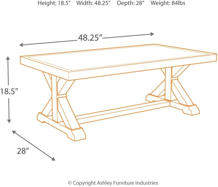 Signature Design by Ashley Beachcroft Outdoor Coffee Table - Porcelain Top with Aluminum Base - Beige