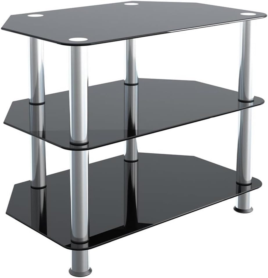 AVF Classic SDC600-A - Stand - corner - for TV / AV System - stainless steel, tempered glass - black glass, chrome effect - screen size: 12"-32" - floor-standing