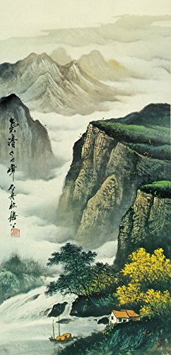 Asian wall scroll Feng Shui japanese wall art Ready to Hang Decorations for Living Room