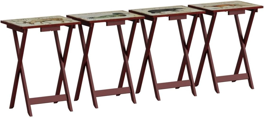 Bandejas de TV Lodgecards, juego de 4, con Soportes Marrones