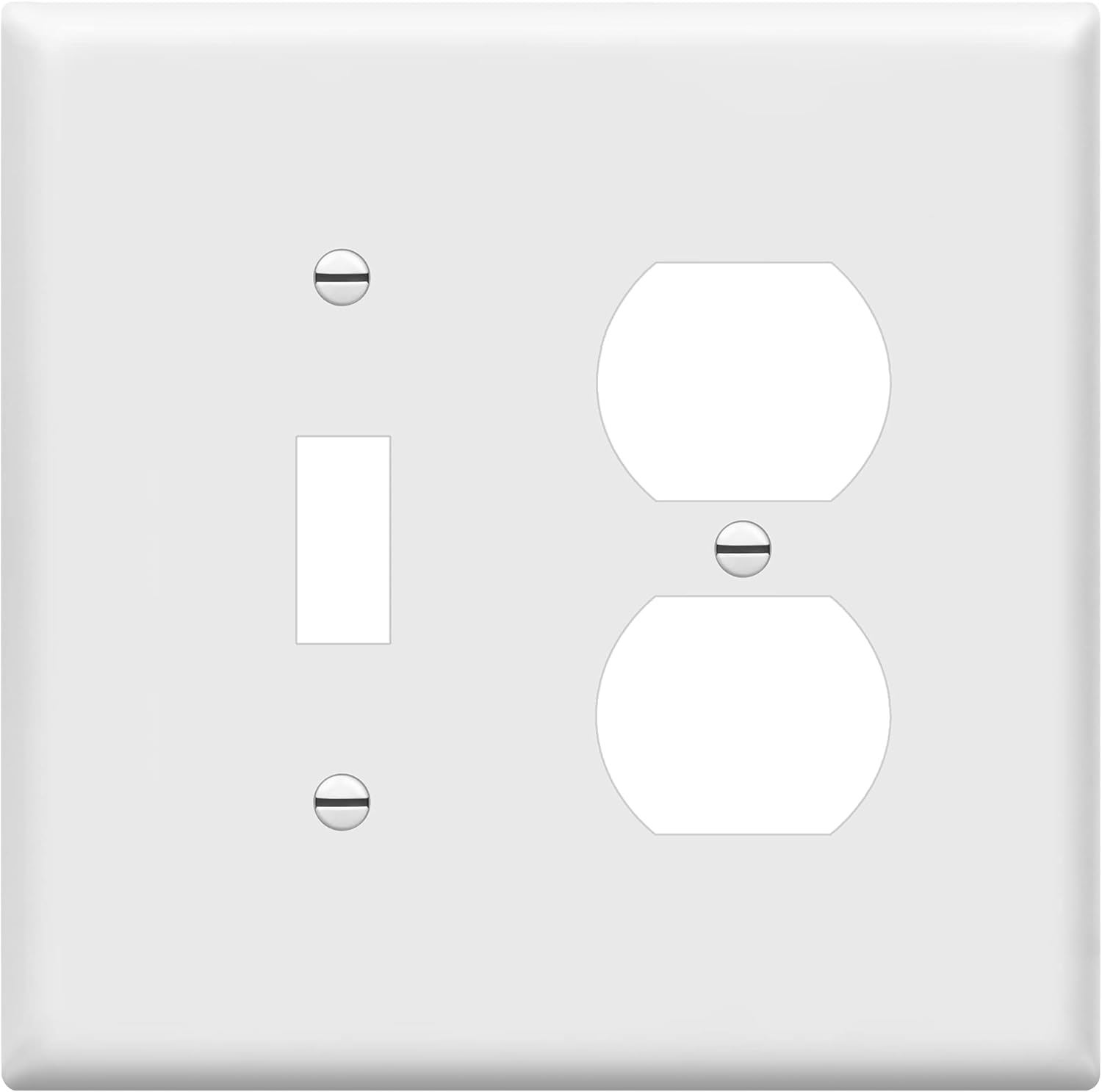 White Glossy Polycarbonate 2-Gang Toggle Switch Wall Plate