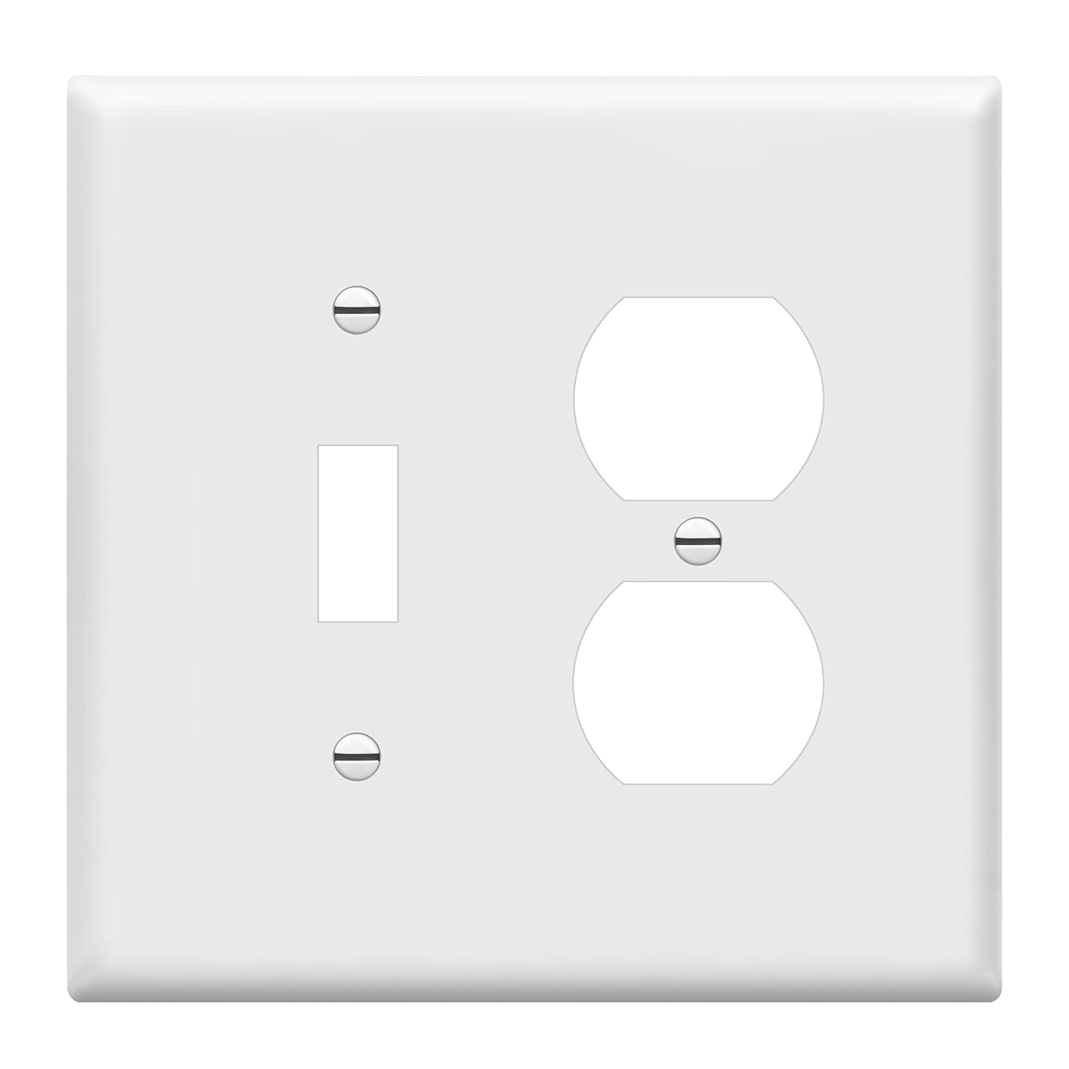 White Glossy Polycarbonate 2-Gang Toggle Switch Wall Plate