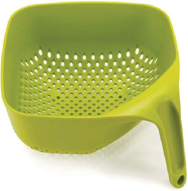 Joseph Joseph Square Colander Stack-able with Easy-Pour Corners and Vertical Handle, Medium - Green