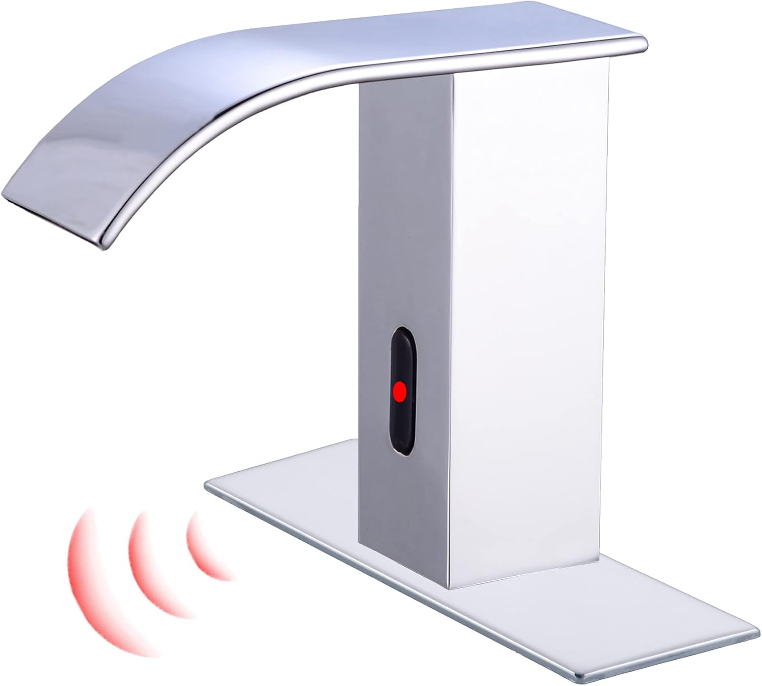 Touchless Bathroom Sink Faucet Motion Sensor Hands Free Automatic Commercial Vanity Water Faucets with Temperature Control Hot & Cold Mixing Valve Chrome