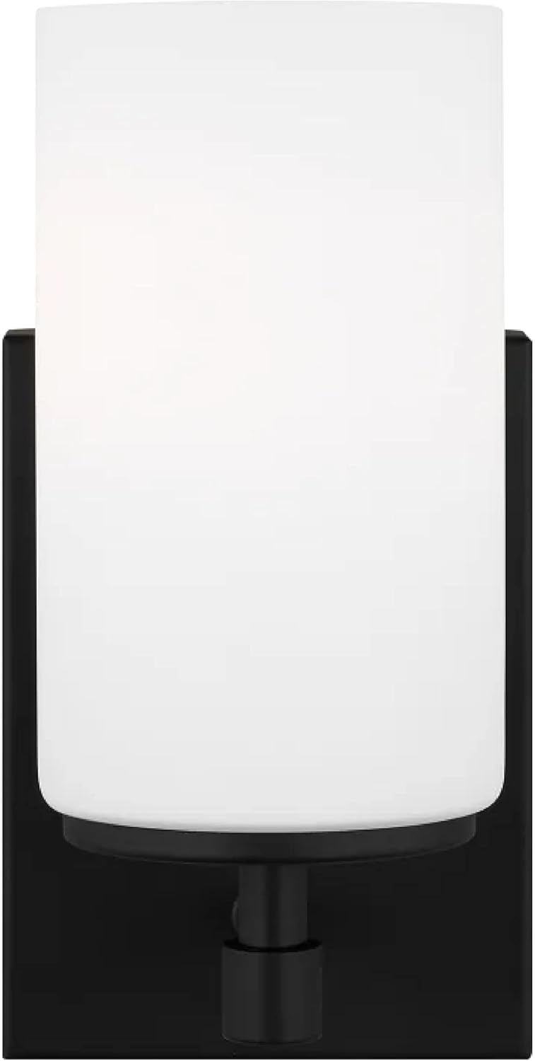 Generation Lighting 1-Light Alturas Contemporary Bath Fixture Wall Lamp Midnight Black 4124601-112 | Bathroom Light Fixture for Home Decor | Wall Sconce Vanity Light Fixture and Bathroom Accessory
