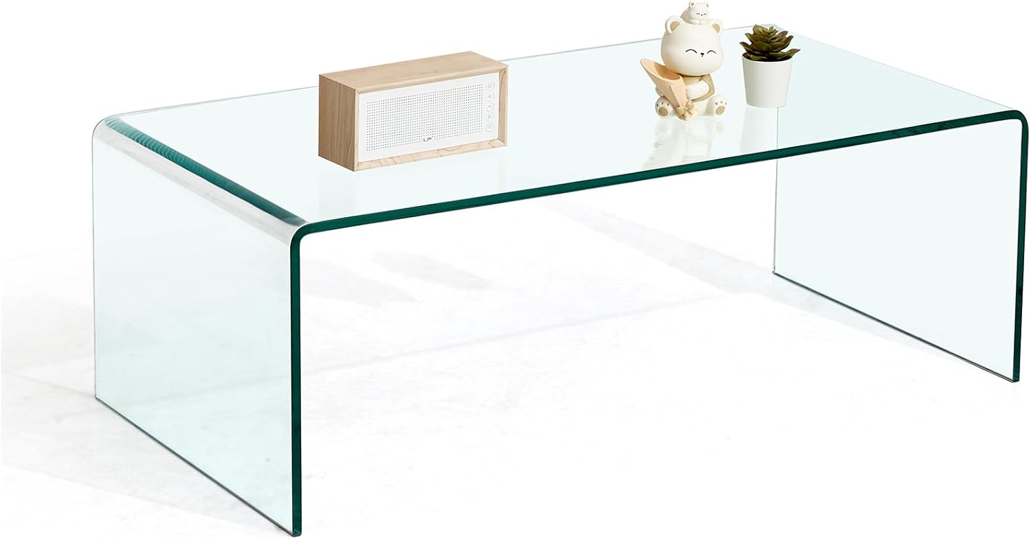 S&M Modern Rectangle Glass Coffee Table, Clear