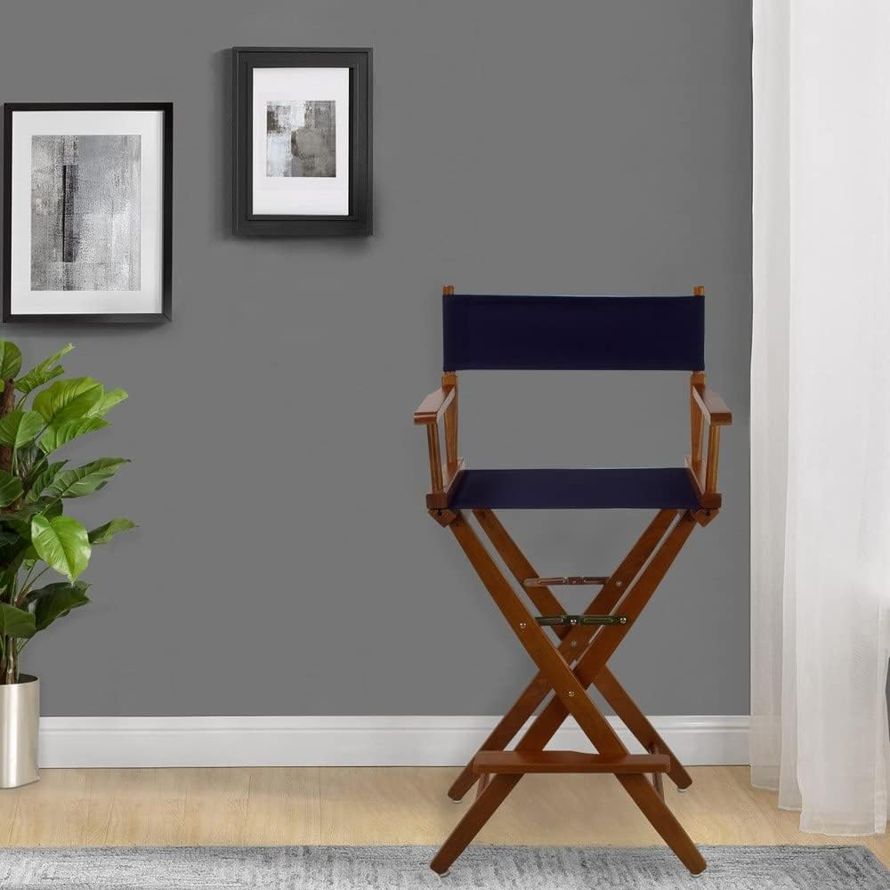 Mission Oak and Black Wood Extra-Wide Directors Chair