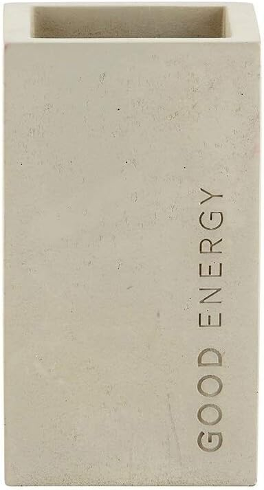 Santa Barbara Design Studio G2765 Good Energy Minimalist Concrete Cement Pen Holder | Scandinavian Style | 2.55" W x 4.41" H