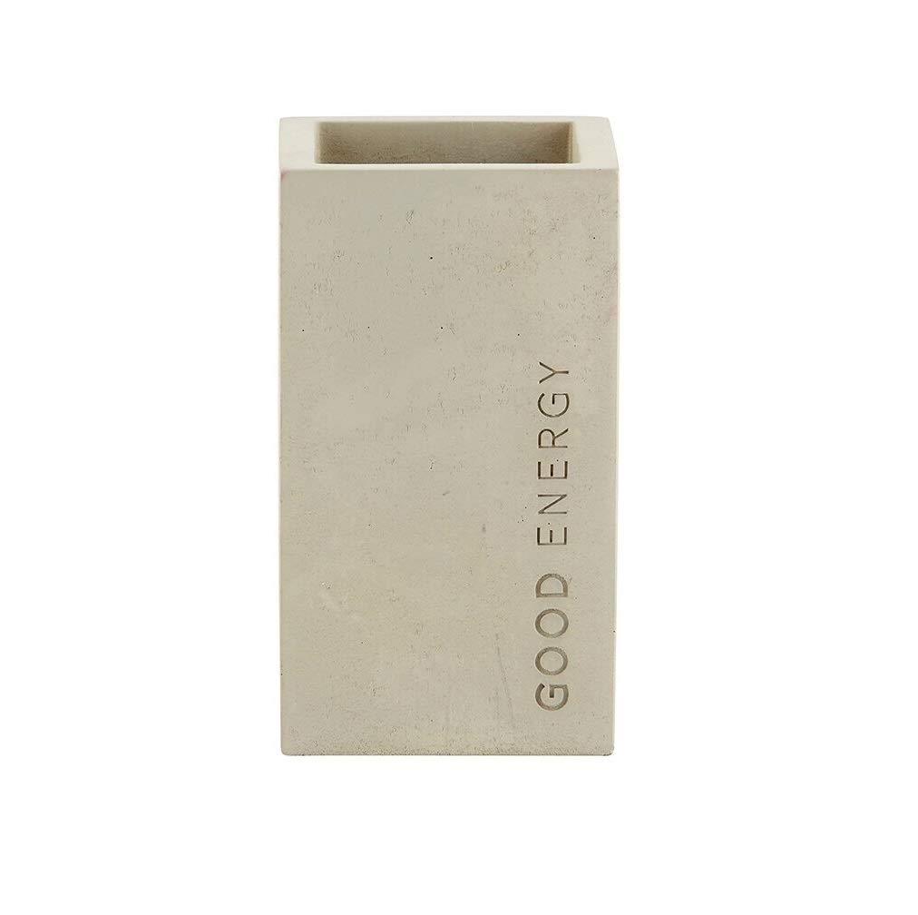 Santa Barbara Design Studio G2765 Good Energy Minimalist Concrete Cement Pen Holder | Scandinavian Style | 2.55" W x 4.41" H