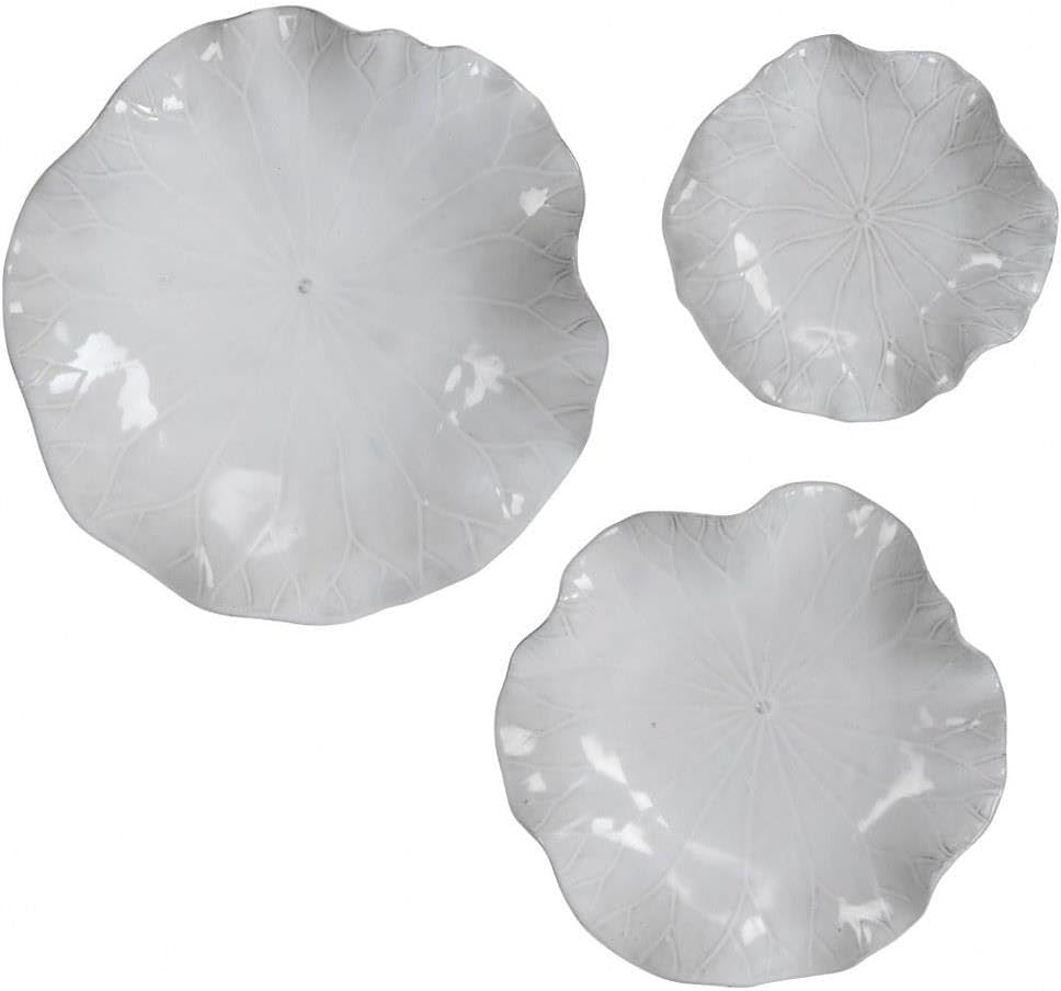 Uttermost Abella 18"W White 3-Piece Flower Ceramic Wall Art Set