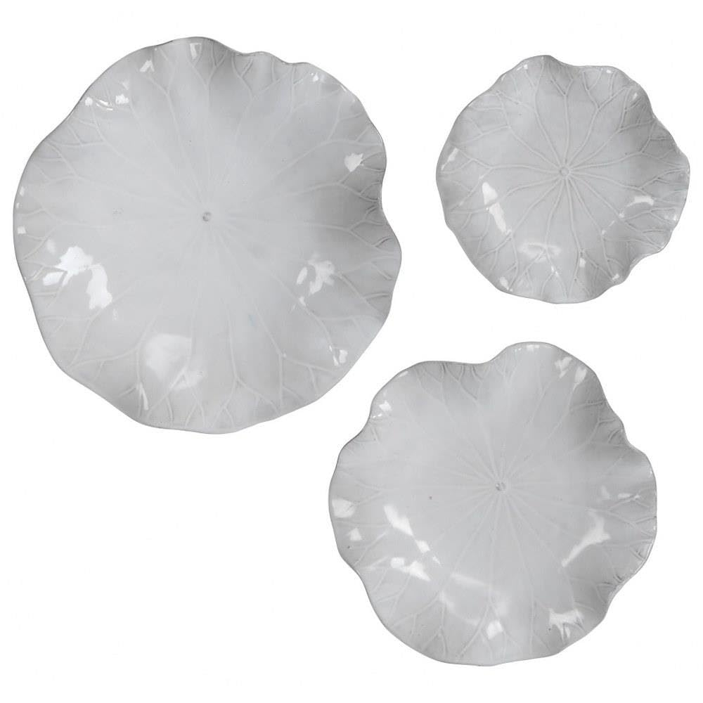 Uttermost Abella 18"W White 3-Piece Flower Ceramic Wall Art Set
