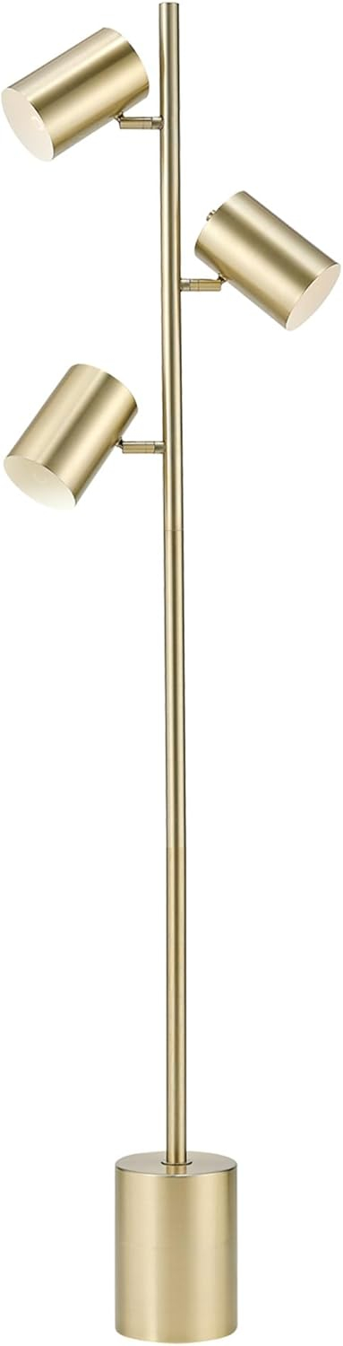 Globe Electric Pratt 63" 3-Light Matte Soft Gold Floor Lamp with Large Weighted Base, 67604