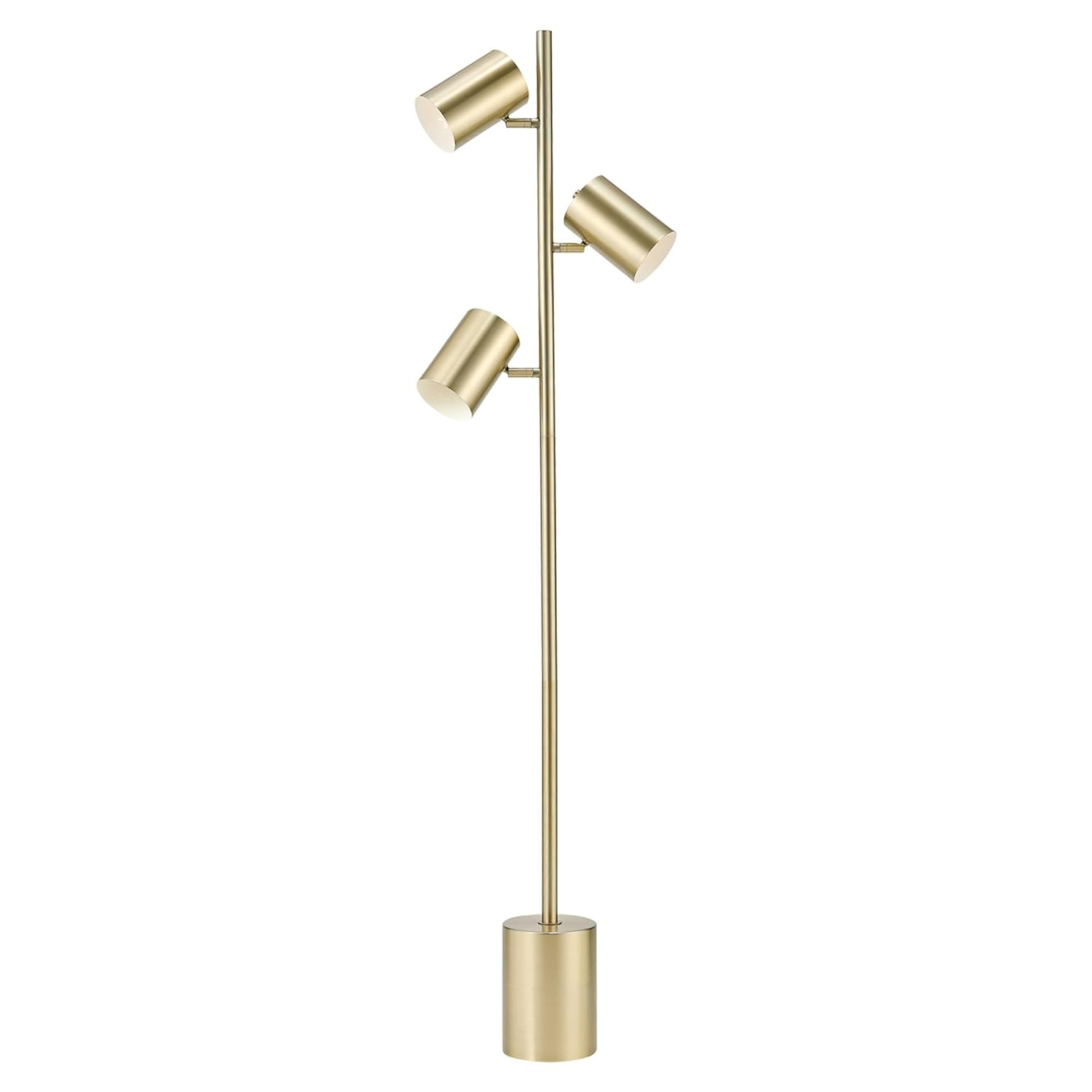 Globe Electric Pratt 63" 3-Light Matte Soft Gold Floor Lamp with Large Weighted Base, 67604