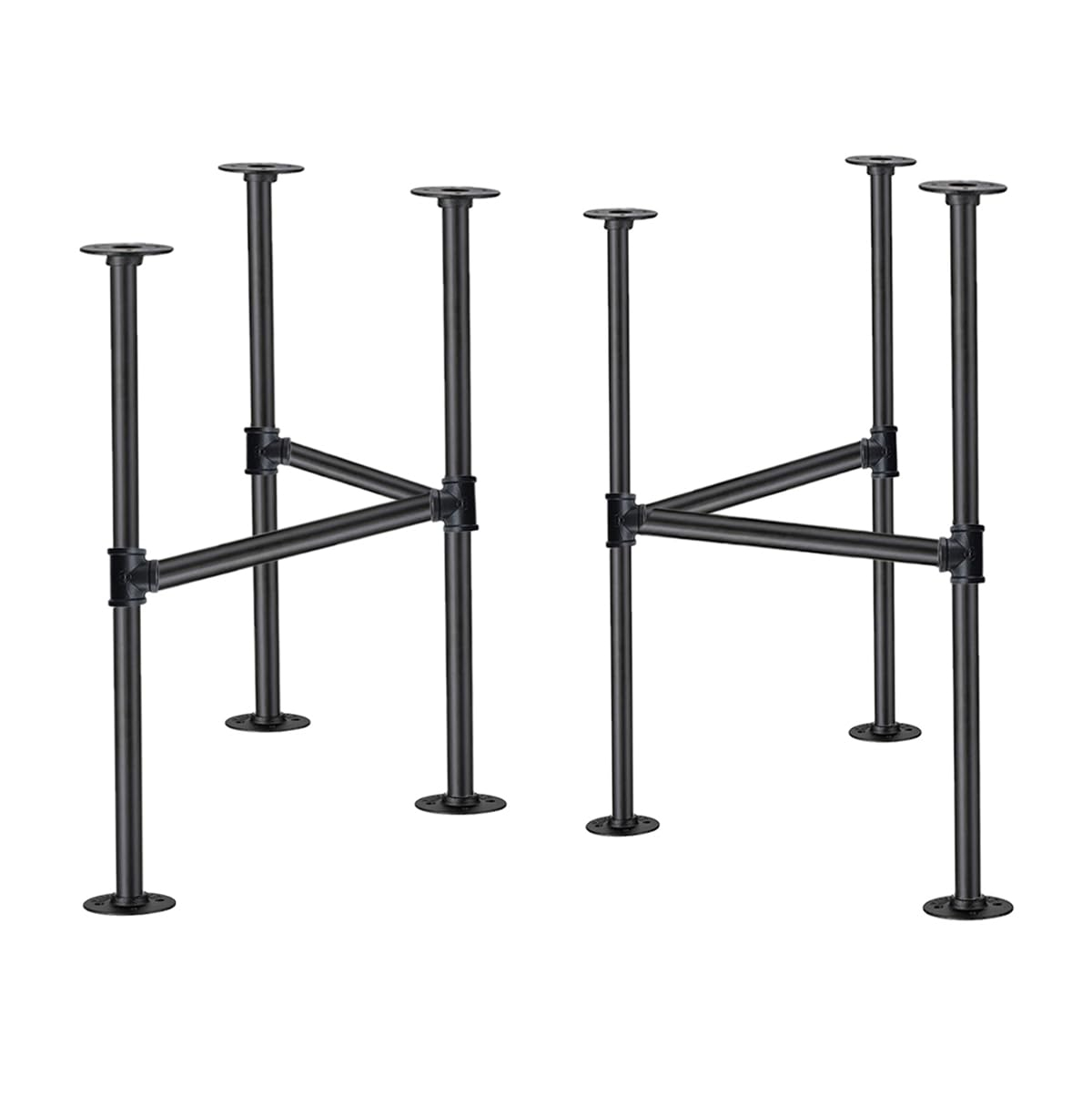 Industrial Pipe Table Leg Set,Metal Table Legs for Coffee and End Tables, Desks, Nightstand,2Pcs, 28" H × 18" W(Black)