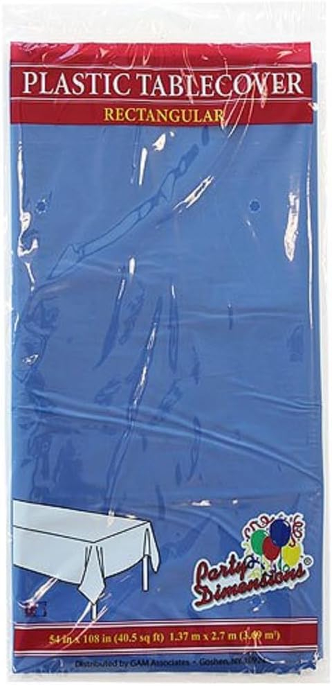 Party Dimensions 41222 54 inch x 108 inch Blue Rectangular Plastic Tablecover - 48 Per Case