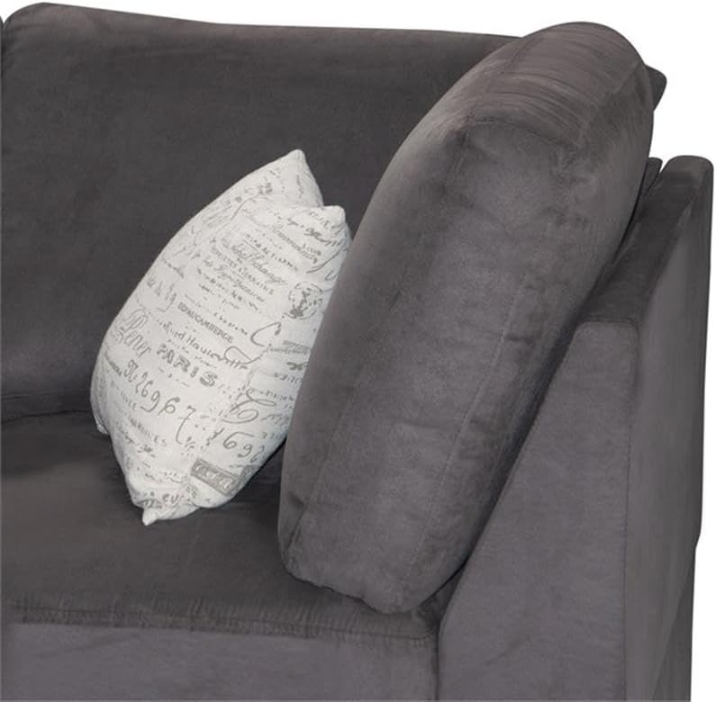 Poundex 3 Piece Fabric Sectional Sofa Set with Ottoman in Ebony Gray