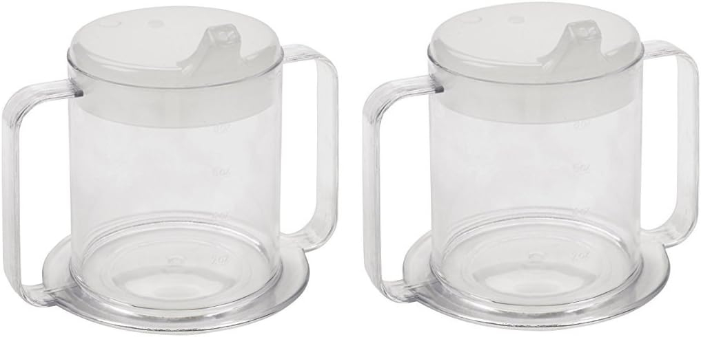 Independence 2-Handle Plastic Mug with 2 Style Lids, Lightweight Drinking Cup with Easy-to-Grasp Handles for Hot and Cold Beverages, Spill-Resistant Adult Sippy Cup (2-Pack)