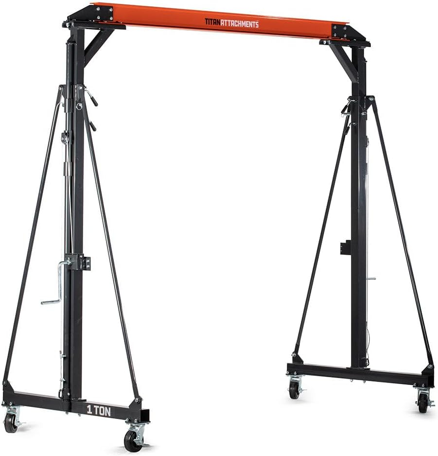 Titan Attachments Telescoping Gantry Crane, 1 Ton Capacity, Shop Hoist Lift