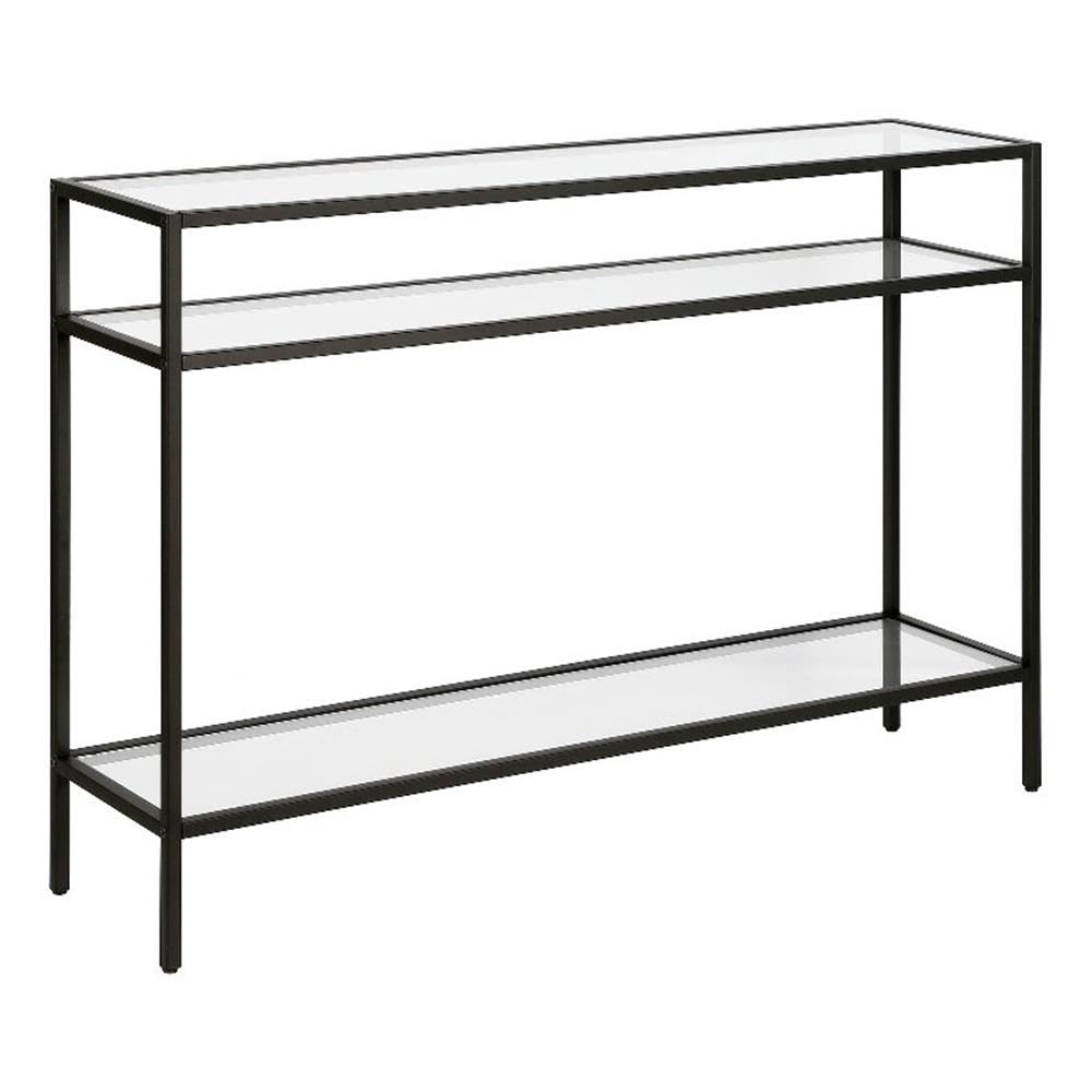 Evelyn&Zoe Siviline 42" Wide Rectangular Console Table, Blackened Bronze