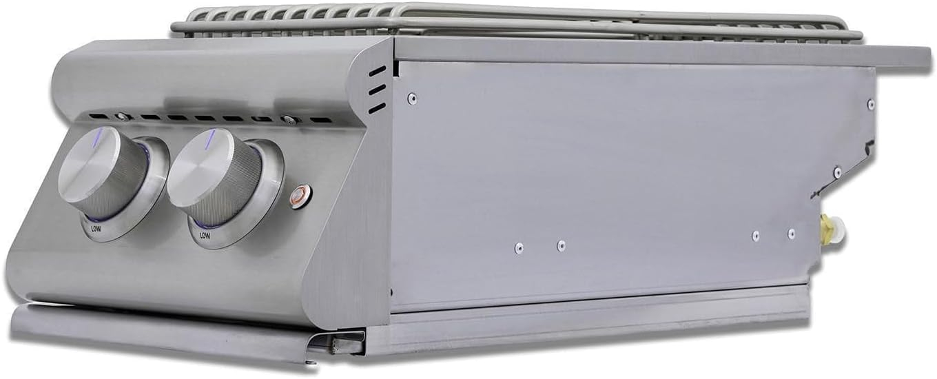 Blaze LTE+ Natural Gas Stainless Steel Double Side Burner w/ Lid - BLZ-SB2-LTE3-NG