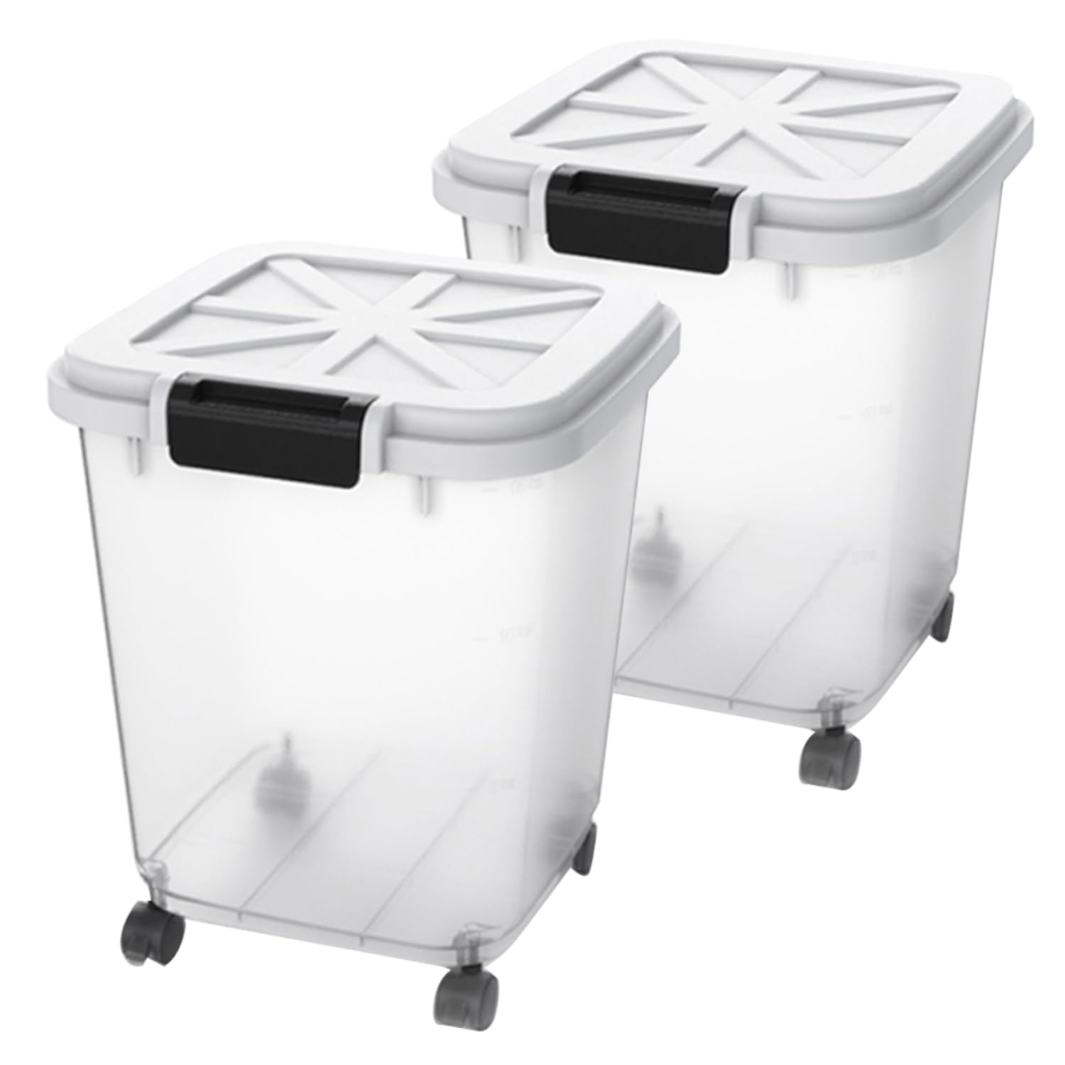 Clear and Black Airtight Plastic Food Storage Containers, 25 Liters, 2 Count