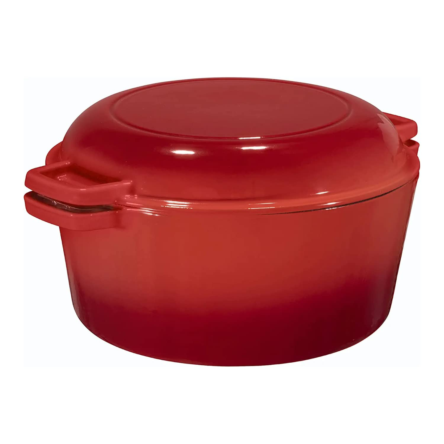 Red Enameled Cast Iron 7-Quart Dutch Oven with Porcelain Lid