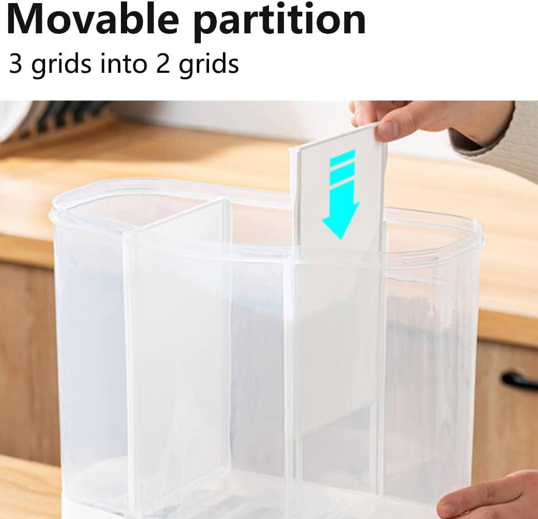 Conworld 3 Grid Wall-Mounted Dry Food Storage Container with Measuring Cups