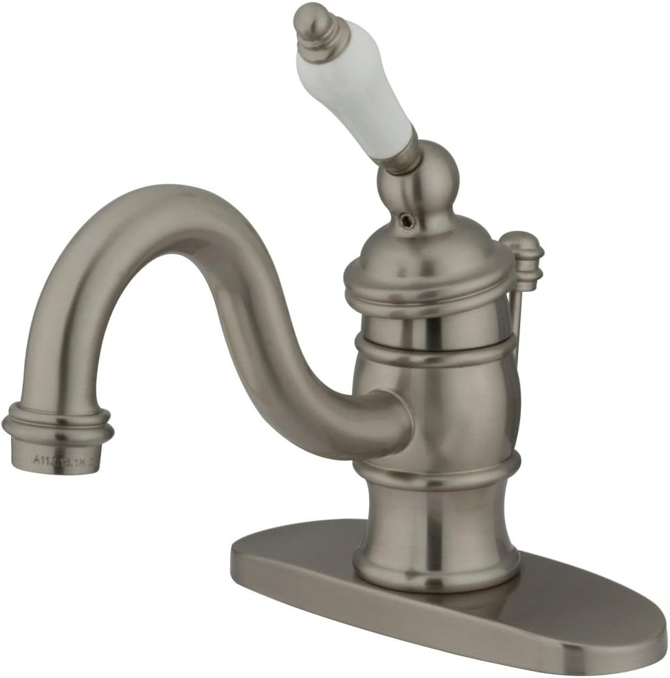 Kingston Brass KB3408PL Kingston Brass Victorian Single-Handle 1-Hole Deck Mount Bathroom Faucet with Plastic Pop-Up