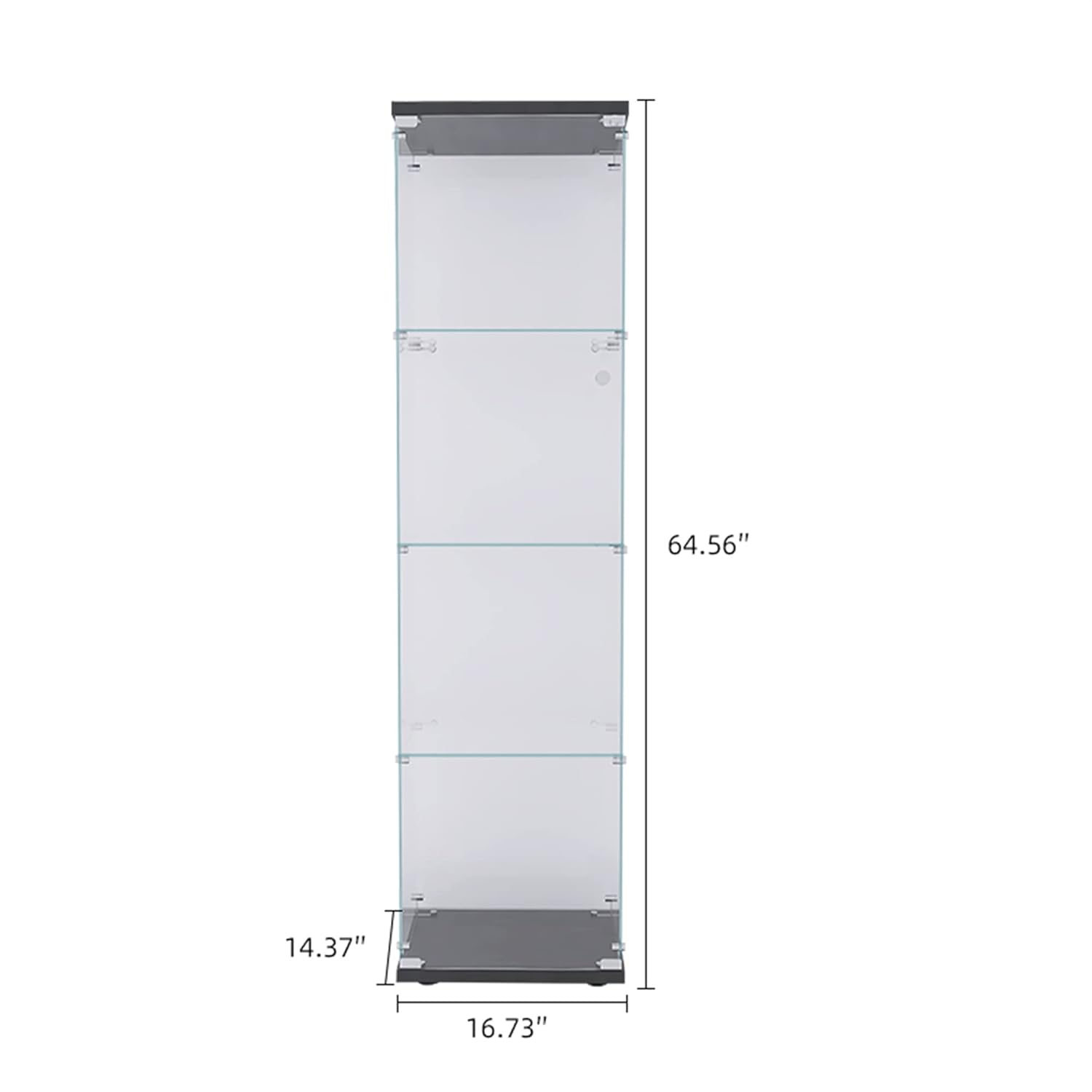 Glass Display Cabinet with LED Light,4 Tier Shelf Glass-Door Cabinet in Clear,Floor Standing Curio Cabinets Collection Display Case Glass Bookshelf