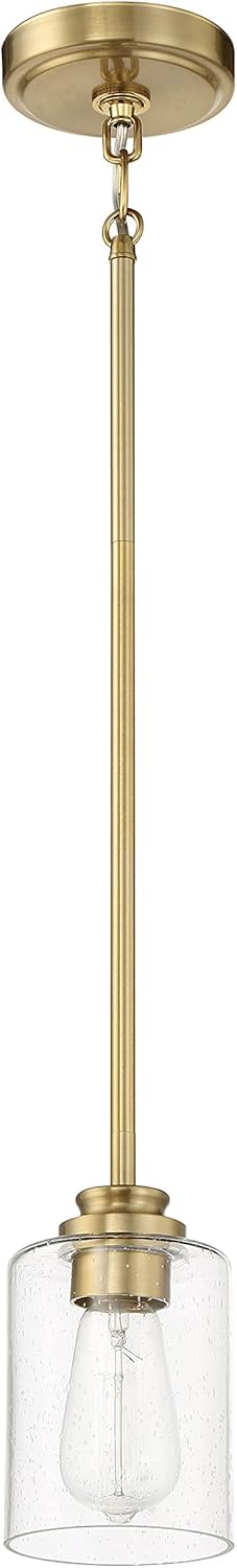 Elegant Mini Pendant Light in Satin Brass with Glass Shade
