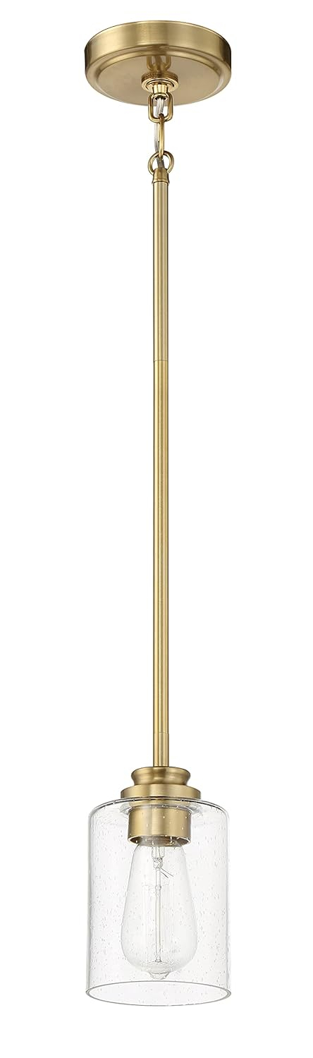 Elegant Mini Pendant Light in Satin Brass with Glass Shade