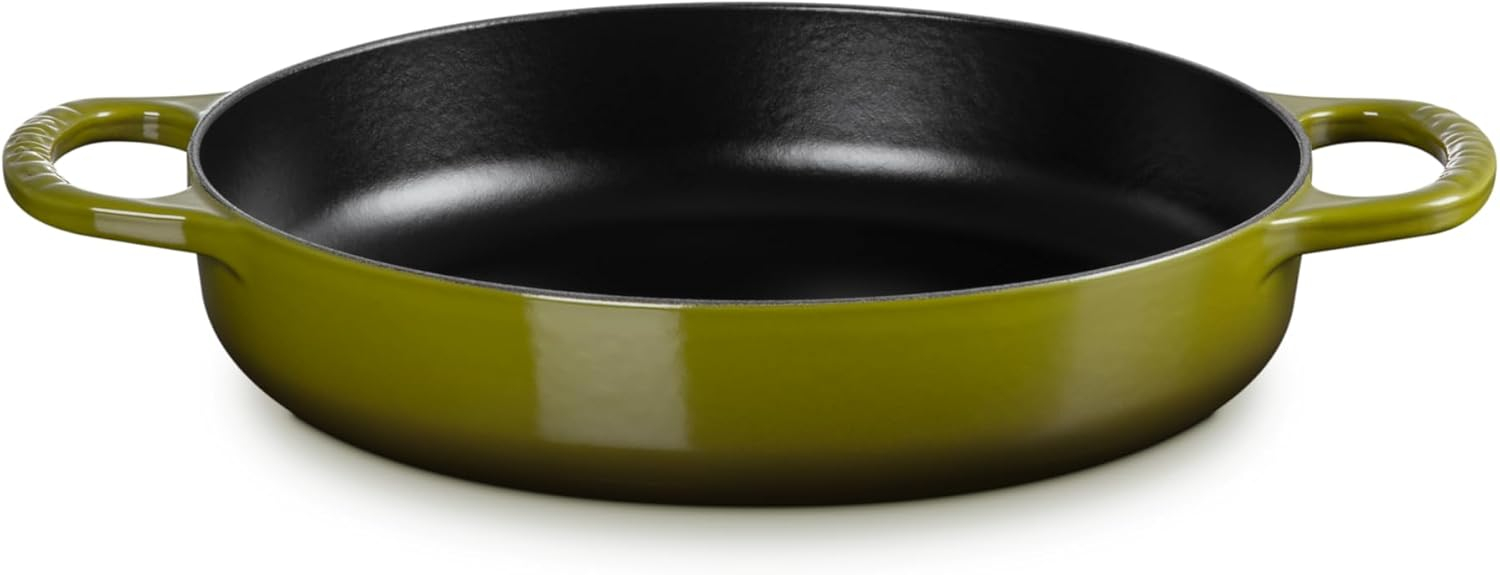 Olive Green Enameled Cast Iron Everyday Pan with Ceramic Coating