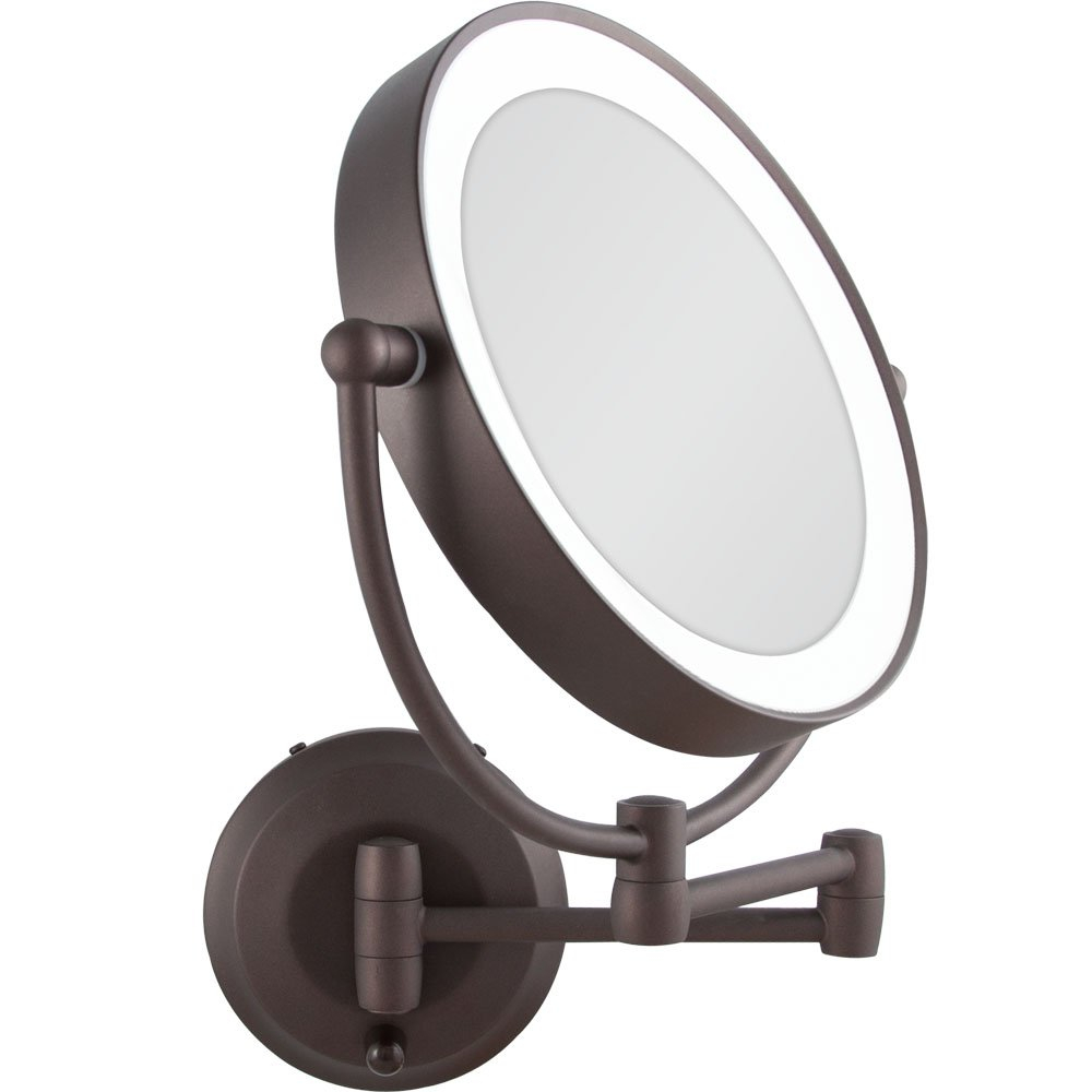 Oil-Rubbed Bronze Round LED Wall Mounted Magnifying Mirror