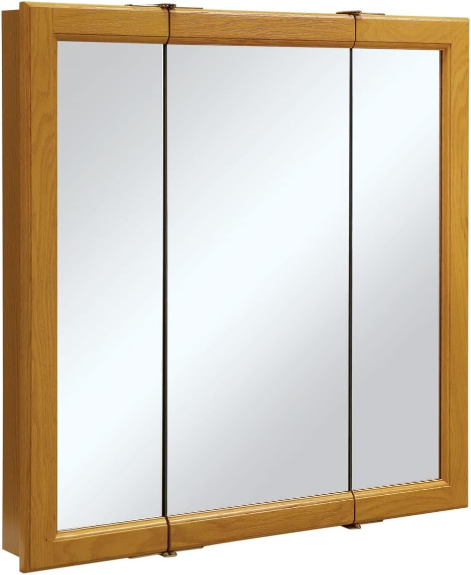 Design House, 545301-HOK 30-inch Claremont Bathroom Medicine Cabinet, Wall Mounted, Mirror, Oak
