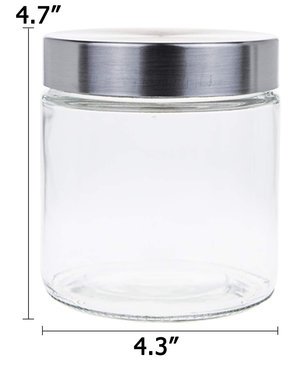 Lawei 6 Pack 27 Oz Clear Glass Jars with Stainless Steel Lids - Glass Food Canister Set Food Storage Jars for Cookie Rice Beans Pasta Snacks