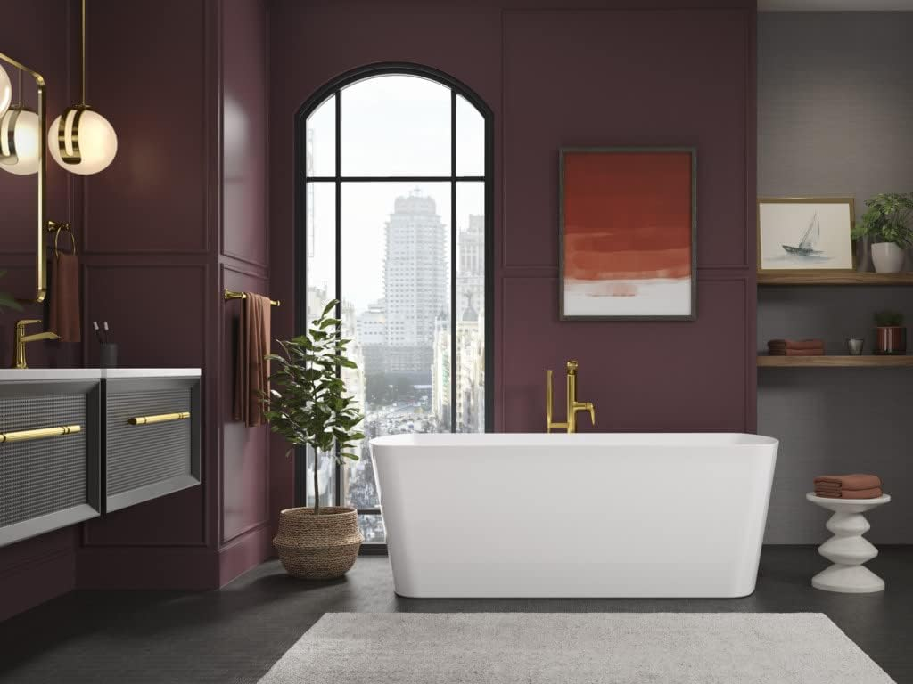 Kohler K-26079 Irvine 59" x 29-1/2" Acrylic Soaking Tub with Center Drain, Drain Assembly, and Integrated Overflow - White