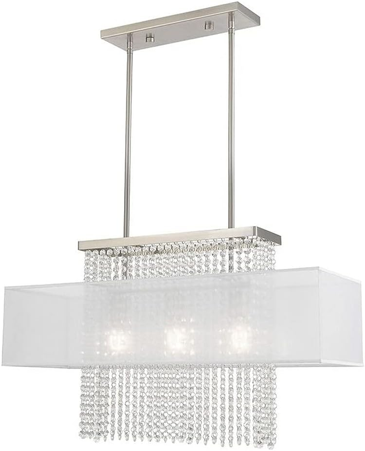 Bella Vista Brushed Nickel 3-Light Crystal Chandelier