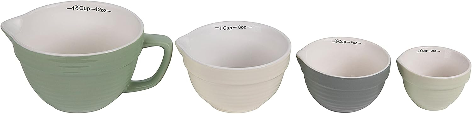 Creative Co-Op Batter Bowl Shaped Measuring Cups (Set of 4 Sizes)