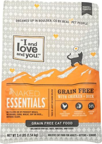 "I and love and you" Naked Essentials Chicken & Duck Flavor Dry Cat Food Grain-Free, 3.4 lb. Bag