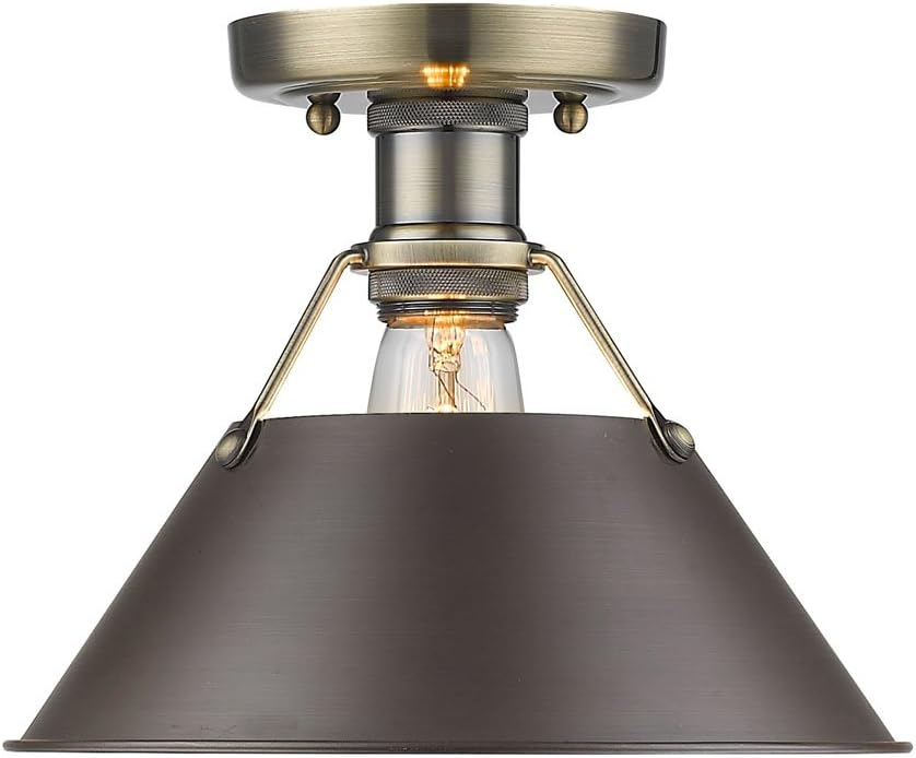Golden Lighting Orwell 1-Light Flush Mount in Brushed Champagne Bronze with Clear Glass