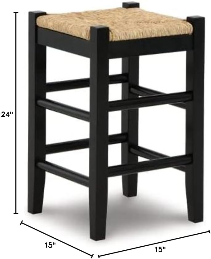 Signature Design by Ashley Mirimyn Farmhouse 23.63 Counter Height Bar Stool with Woven Wicker Seats