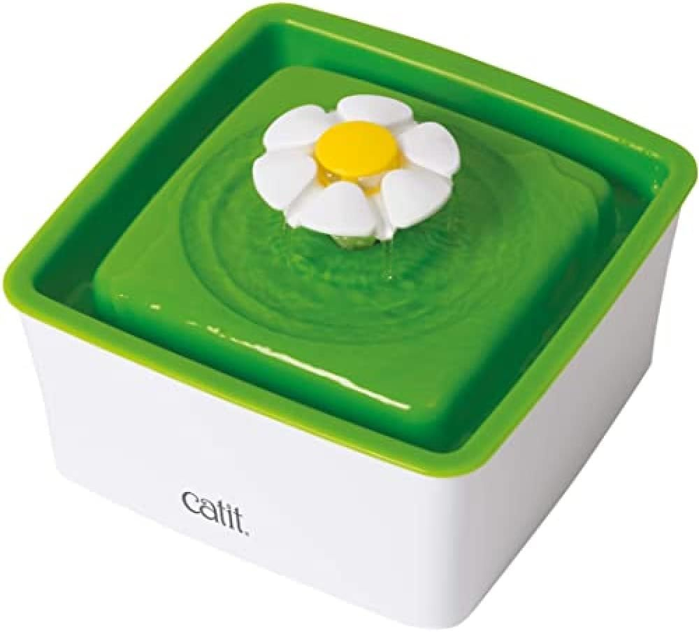 Catit 2.0 Mini Flower Drinking Fountain – Cat Water Fountain with Triple Filter and Ergonomic Drinking Options,Green