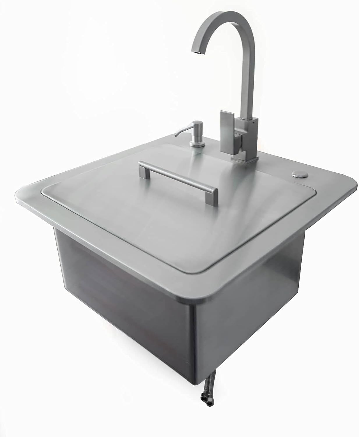 21" Stainless Steel Outdoor Kitchen Sink with Faucet and Soap Dispenser