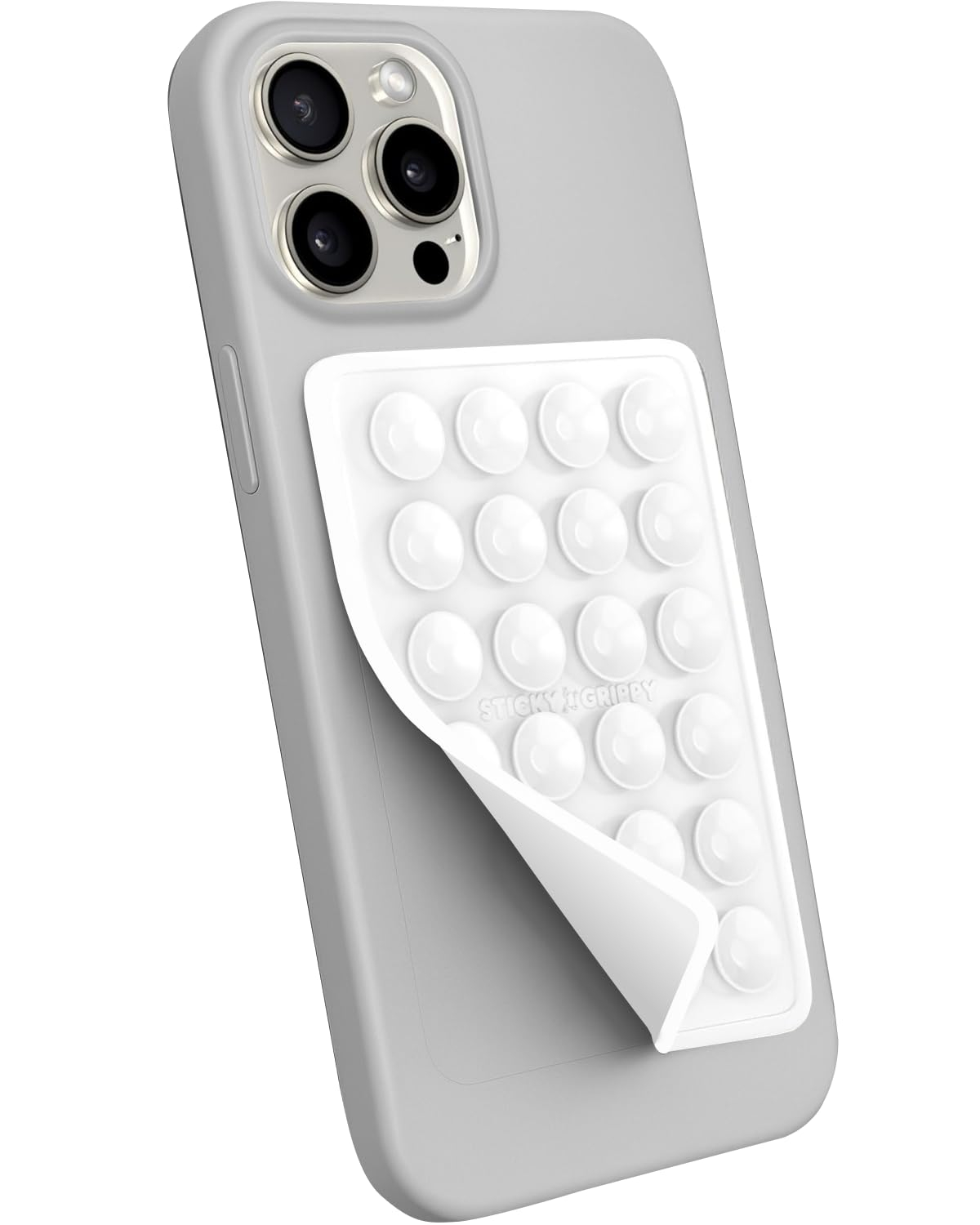 StickyGrippy Suction Mount for Phones, Hands-Free Mirror Holder with Silicone Grip, Compatible with iPhone & Android, White