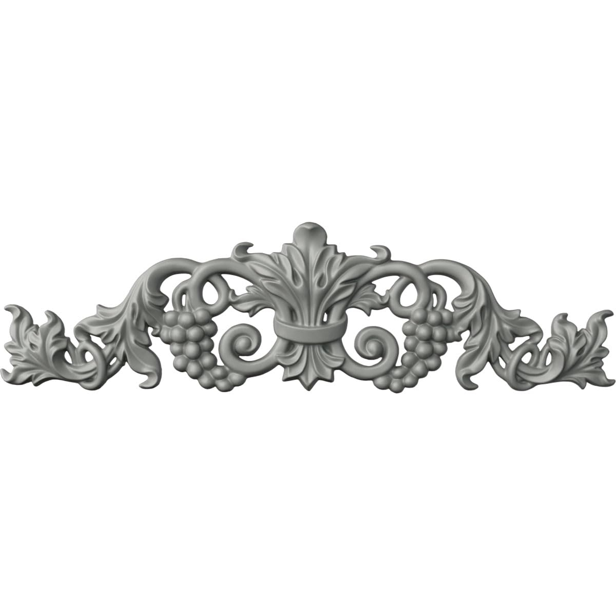 Ekena Millwork 19 1/4"W x 5 3/8"H x 7/8"P Small Grape and Leaf Center with Scrolls Onlay