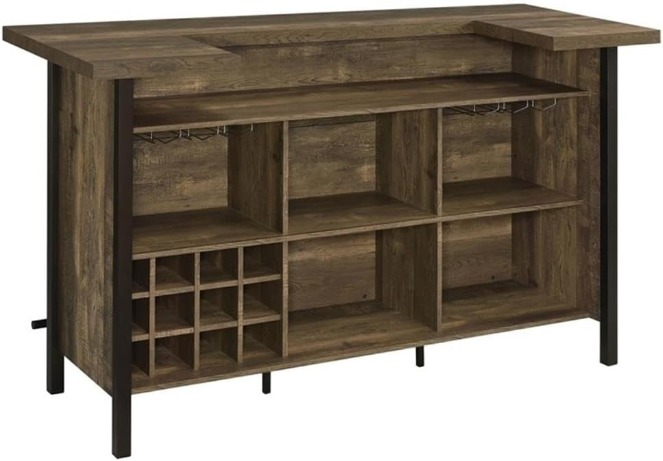 Coaster Bellemore Wood Rectangular Storage Bar Unit Rustic Oak