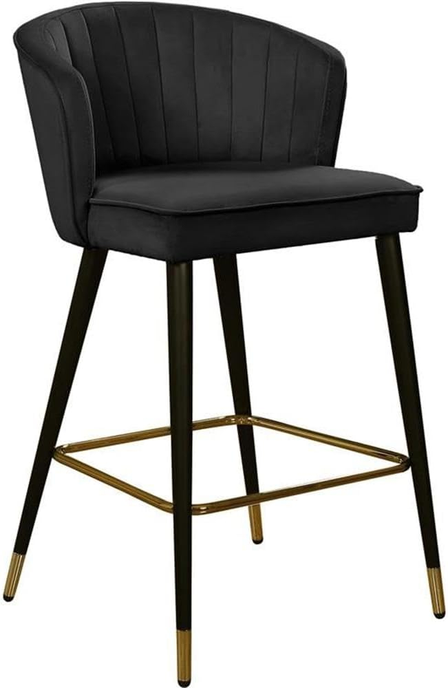 Meridian Furniture Cassie 28"H Velvet Counter Stool in Black (Set of 2)