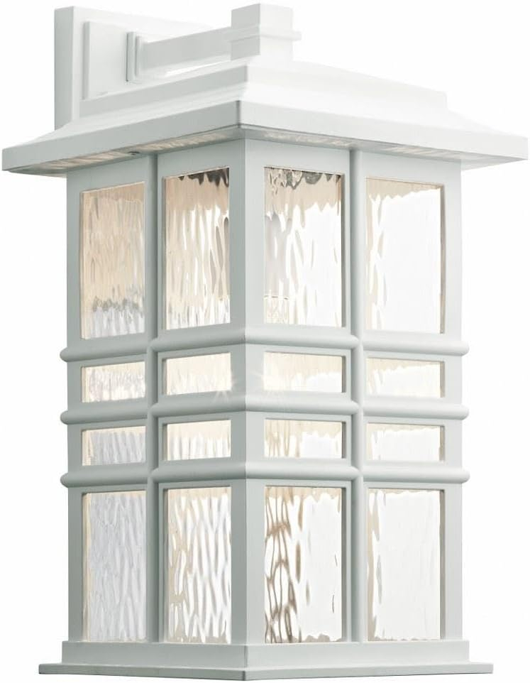 White and Clear Hammered Glass Outdoor Wall Lantern Sconce