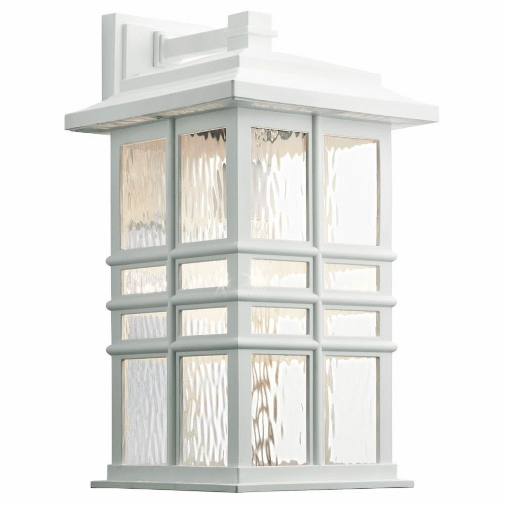 White and Clear Hammered Glass Outdoor Wall Lantern Sconce