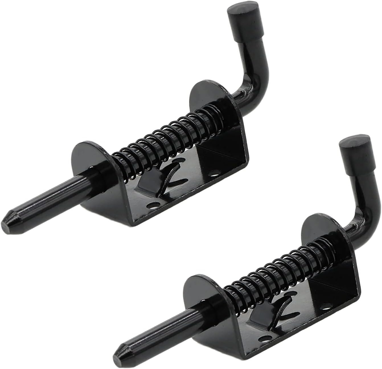 5 Inch Spring Loaded Latch Bolt, Heavy Duty Spring Loaded Latch Pin Door Lock,1/2" Pin Shed (2, Black)